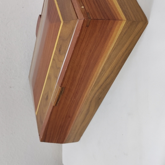 Vintage Contemporary Inlaid Bevelled Wooden Handmade Jewelry Box - Picture 6 of 17